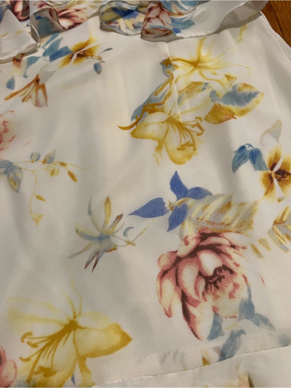 Lulus White Floral Ruffle Mini Dress, Size S - Picture 5 of 6